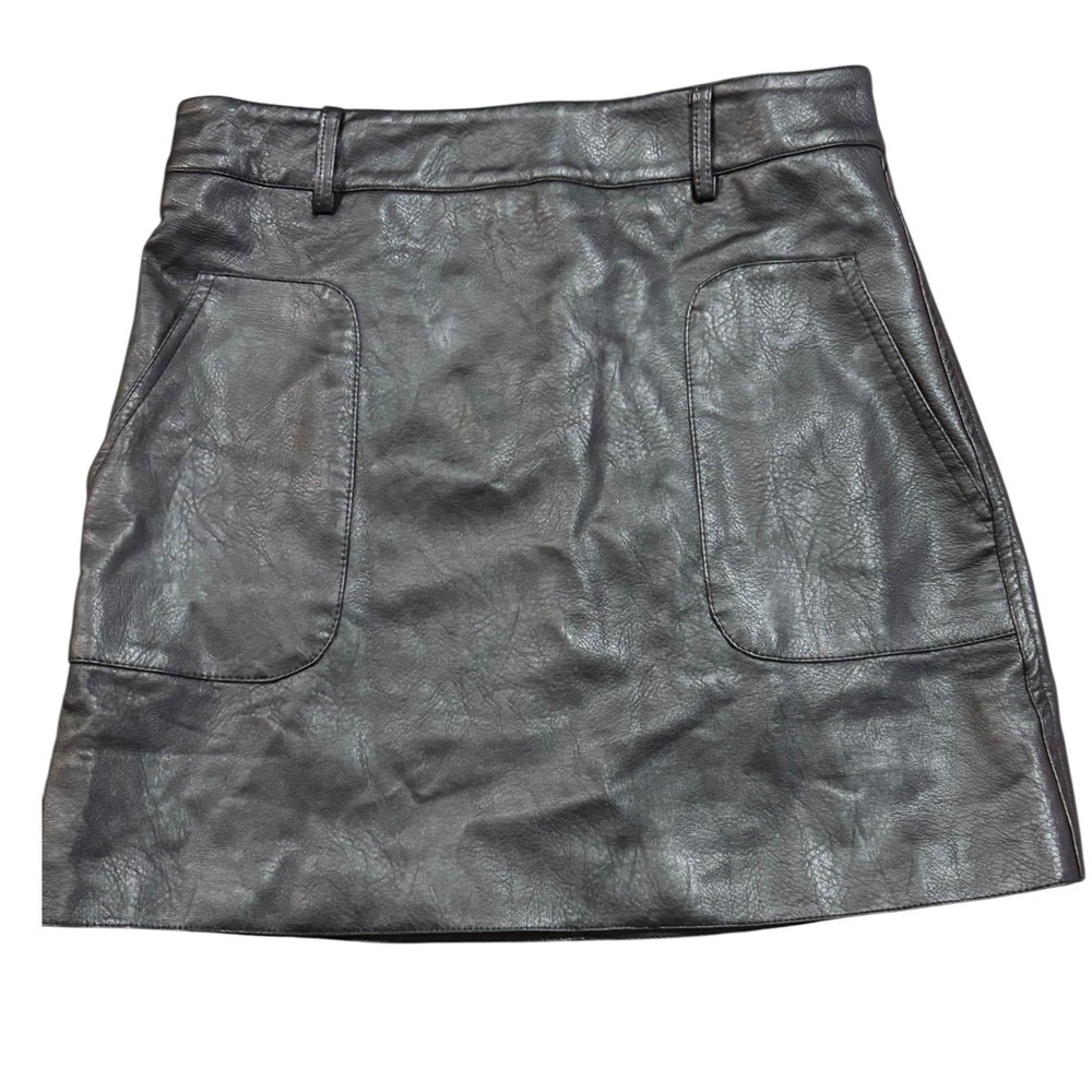RAGA Faux Leather Mini Skirt Pockets Black Party Club‎ Sexy Medium NWT